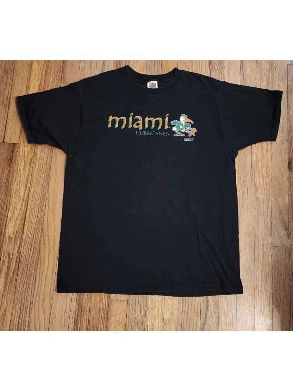 Vintage Miami Hurricanes T-Shirt Y2K XL Logo Sebastian Mascot Fade Spellout